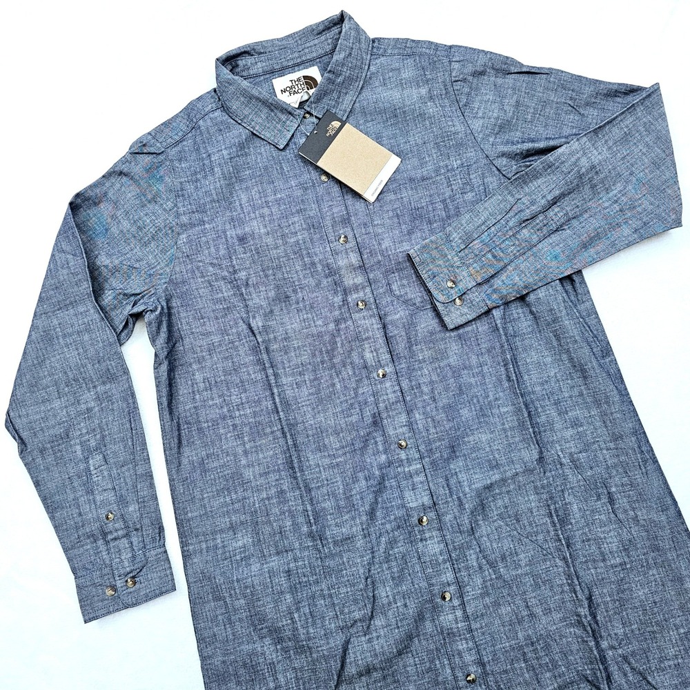 NEW The North Face Chambray Dress‎ Womens M Blue Long Sleeve Relaxed Summer